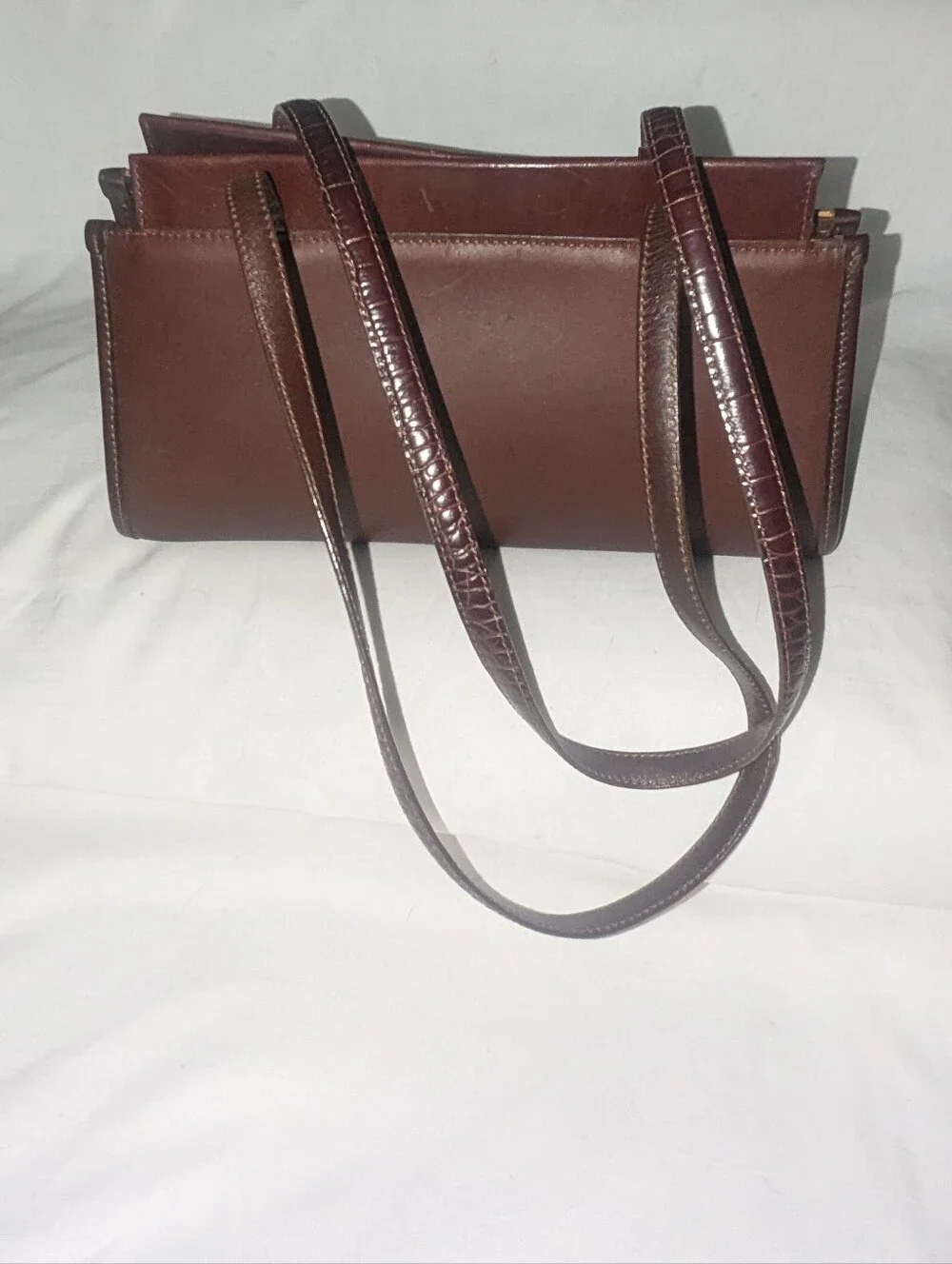 Brighton Brown Croc-Embossed Satchel with Heart Charm Y2K